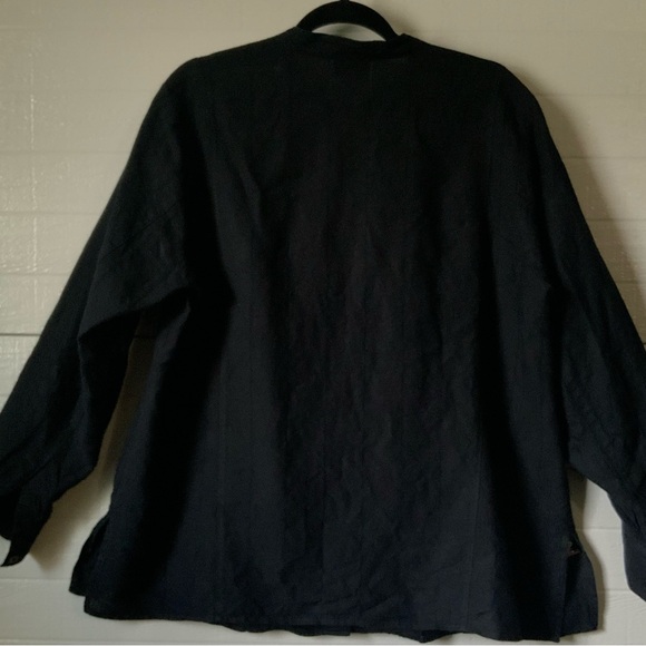 Talbot's Women’s Petites 16W Black Linen And Cotton 3/4 Sleeve Top - Picture 2 of 6